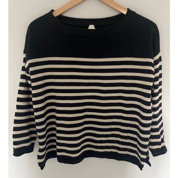 Pact 100% Organic Cotton Crew Neck Sweater Charcoal Gray and Cream Small - Picture 1 of 6